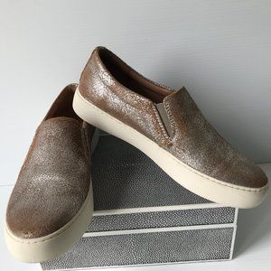 Frye Lena Slip On Metallic Bronze Tan Silver
